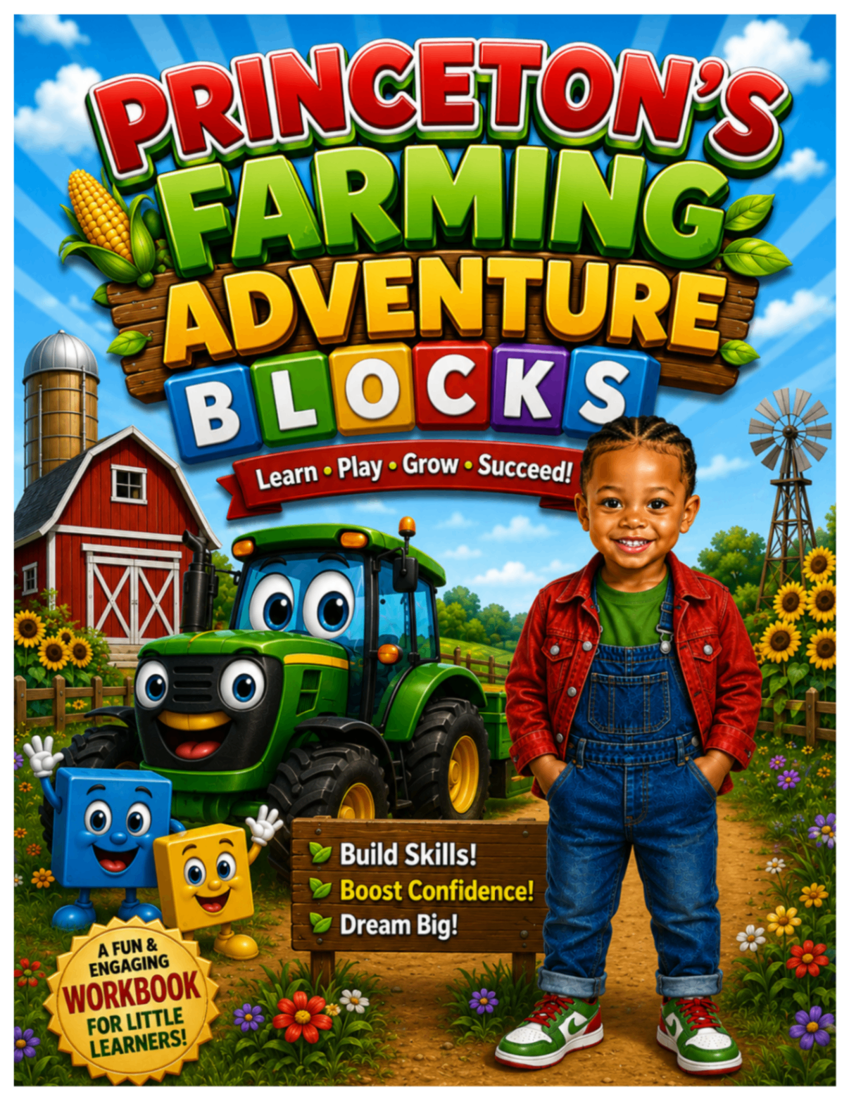 Princeton's Farming Adventure Blocks personalized workbook cover