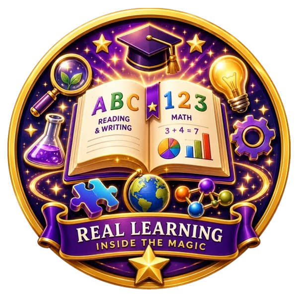 Little Legends badge representing reading, writing, math, STEM, and educational learning.